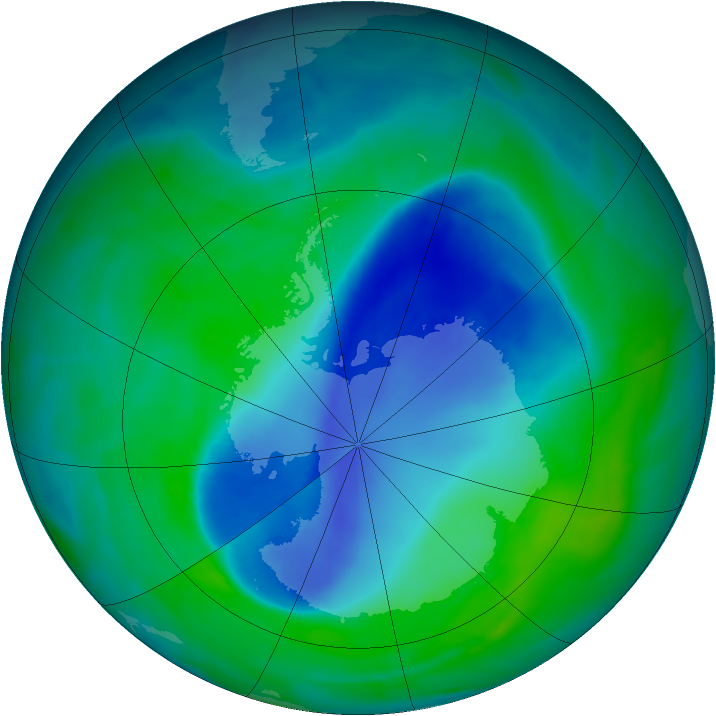 Antarctic ozone map for 14 December 2008